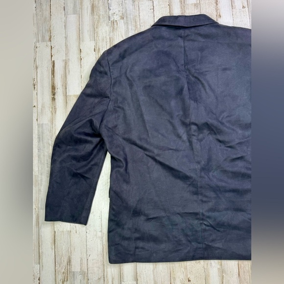 Andrew Fezza Suede Blazer 46R Black 3 Button Jacket - Picture 8 of 11